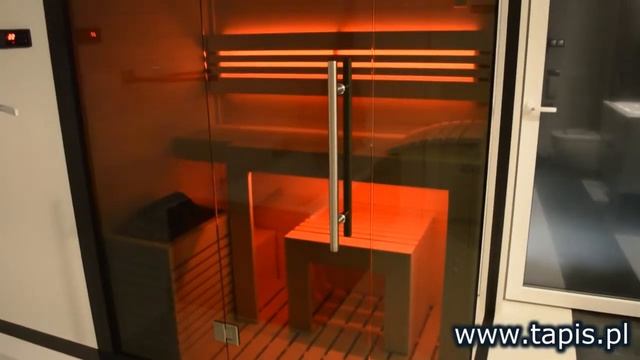 TAPIS.PL - NOWOCZESNA PRZESZKLONA SAUNA DESIGN FRONT BOK SZKLANY GRAFIT - SAUNY WARSZAWA смотреть онлайн