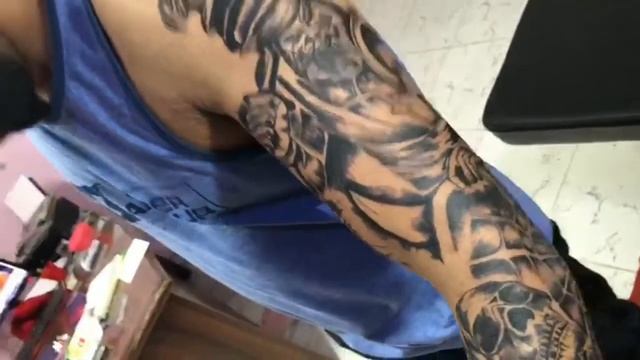 Full sleevs tattoo .baba deep singh,leopard eye, skull,rose,clock,spider Webb смотреть онлайн