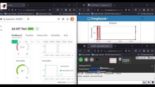 A testing of the IOT system using the 'Wokwi' simulation platform and a free site 'Blynk'. смотреть онлайн