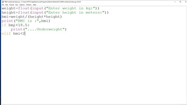 Python program to calculate BMI Nutritional status | BMI смотреть онлайн