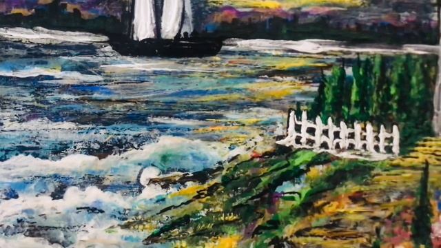 Easy Painting | Light house | Ocean Waves | Beautiful Sunset | #ArtPaintwithRubyKaurSingh | 🎨❤️🖌 смотреть онлайн