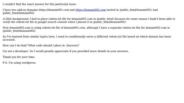 Webmasters: How to serve a corresponding robots.txt file for each website in the same directory? смотреть онлайн