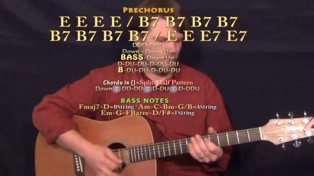 One Night (Elvis) Guitar Lesson Chord Chart in E - E A B7 F# смотреть онлайн