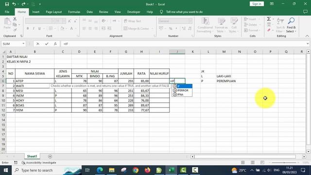 Fungsi If | Fungsi Logika pada MS Excel Materi di Kelas XI Mipa 2 смотреть онлайн