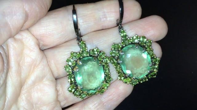 Серебряные серьги с флюоритом и хризолитами смотреть онлайн