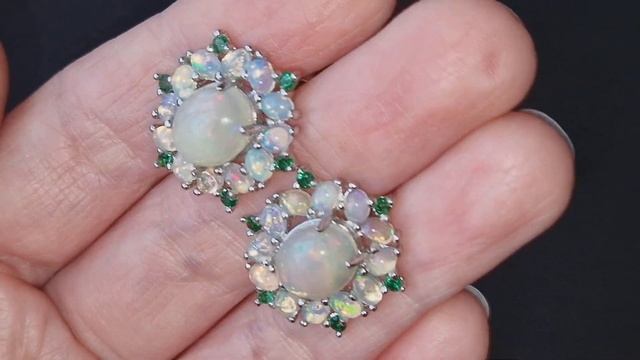 Серебряные серьги с опалами и диопсидами смотреть онлайн