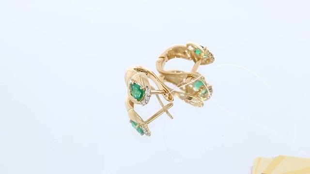 Золотые серьги Александра с бриллиантом и изумрудом 2021307ск смотреть онлайн