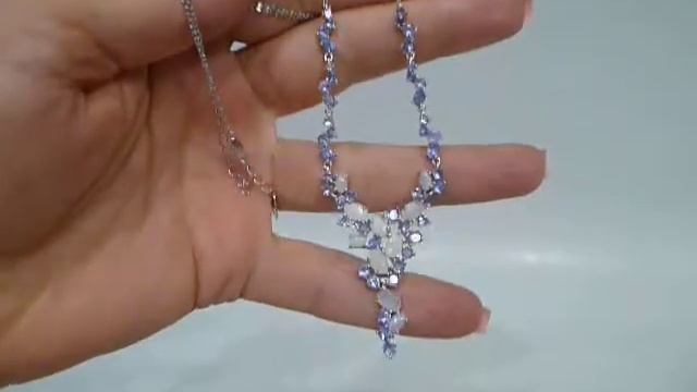 Колье с натуральным эфиопским опалом и танзанитами Серебро 925 смотреть онлайн
