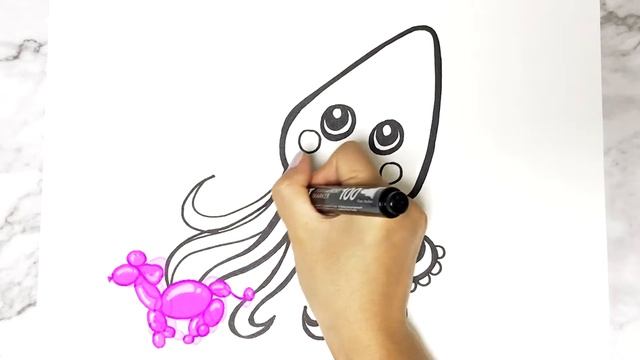 Bolalar uchun kalmar rasm chizish｜Drawing squid for children｜Рисование кальмар для детей смотреть онлайн