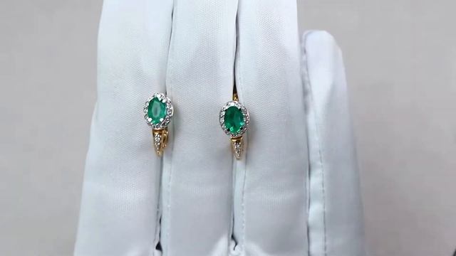 Золотые серьги Аквамарин с бриллиантом и изумрудом 940741ки смотреть онлайн