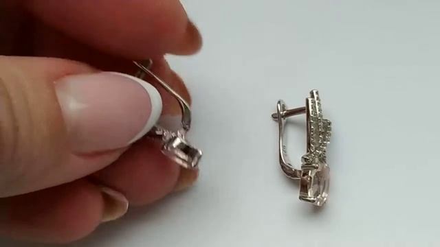 Серьги с 2.59ct бразильскими Peach Pink морганитами (берилл) 8х6мм, день смотреть онлайн