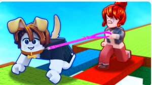 Роблокс папа и дочка, папа гуляет с дочкой собачкой