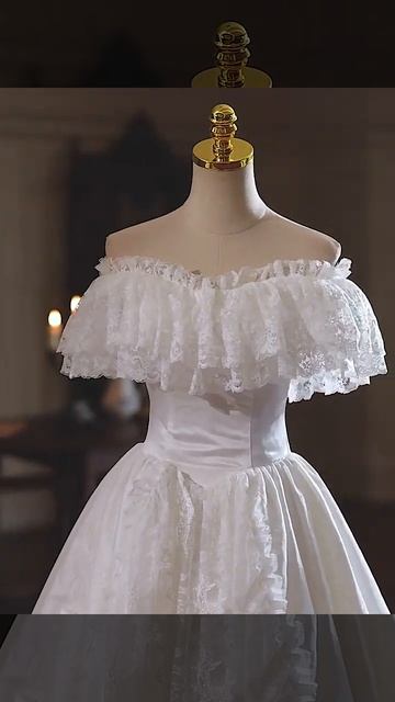 Vintage / Retro White Lace Flower Satin Wedding Dresses смотреть онлайн