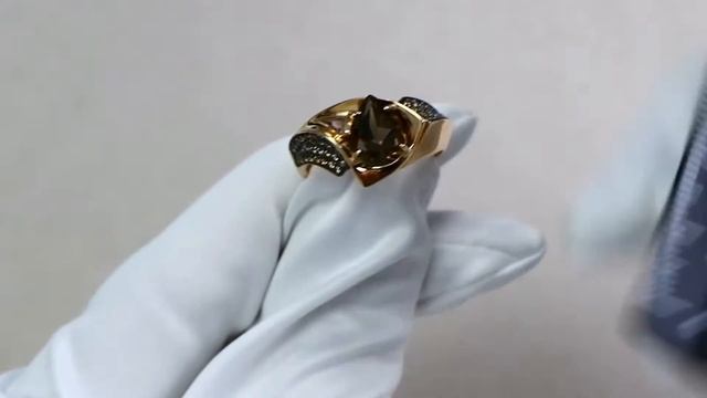 Золотое кольцо Александра с фианитом и раухтопазом кл3314-4ск-ш