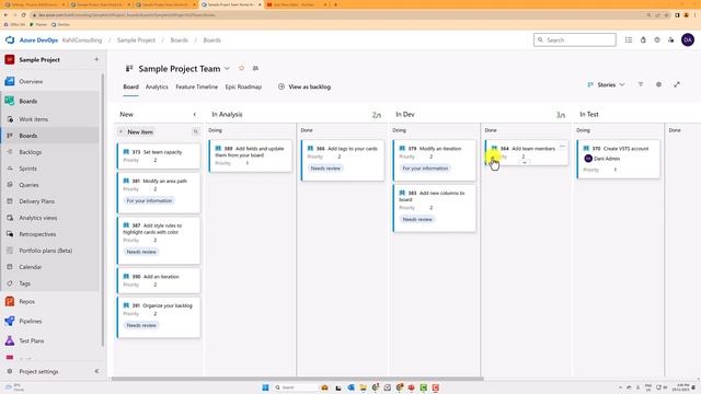 Azure DevOps - KANBAN BOARD settings (columns, card fields, colors) for requirements tracking смотреть онлайн