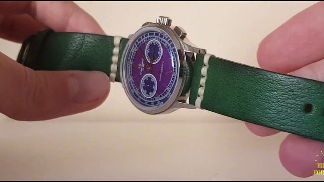 Mysterious Code Vintage Purple & Blue Chronograph Watch Review - Patek Homage - VK64  MecaQuartz