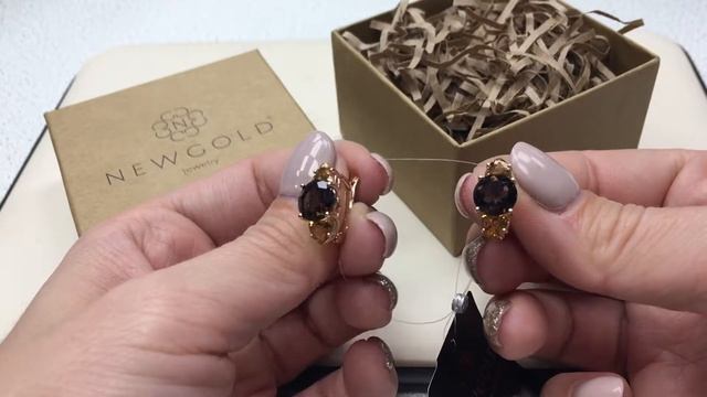 Серьги 1182 из красного золота 585 пробы с раух-топазами и цитринами смотреть онлайн