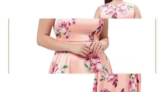 Ladies' Customized Pink Floral Print Silky Sleeveless Stylish Summer Dress Plus Size Midi Dress смотреть онлайн