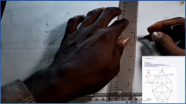 DEVELOPMENT OF TRUNCATED PENTAGONAL PYRAMID IN | TECHNICAL DRAWING | ENGINEERING DRAWING смотреть онлайн