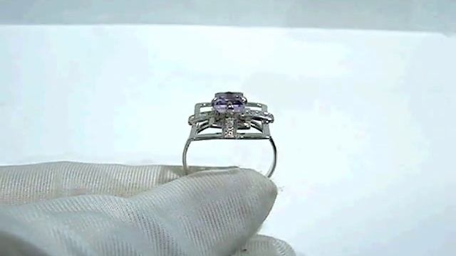 Серебряное кольцо 925 пробы с аметистом, фианитом, 2200000258144 смотреть онлайн
