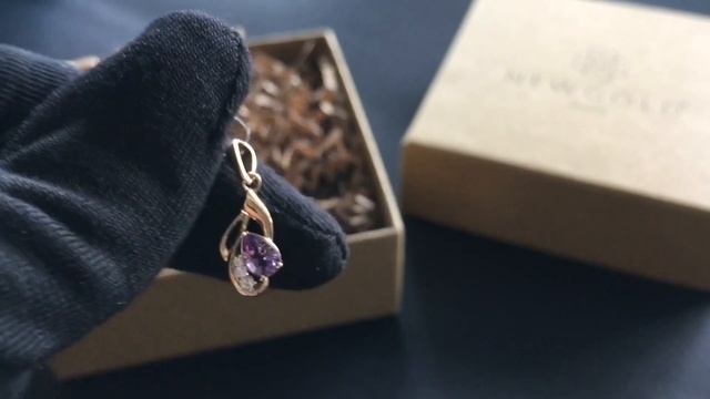 !Подвеска 098843 из красного золота 585 пробы с аметистом и фианитами смотреть онлайн