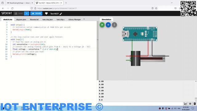 ARDUINO получение значение вольтажа с аналогового пина видео пример программирования С++ смотреть онлайн
