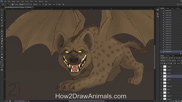 Special Hyena With Wings Digital Drawing!