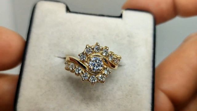 Кольцо желтое золото 585 проба муассаниты 1,34 кт смотреть онлайн