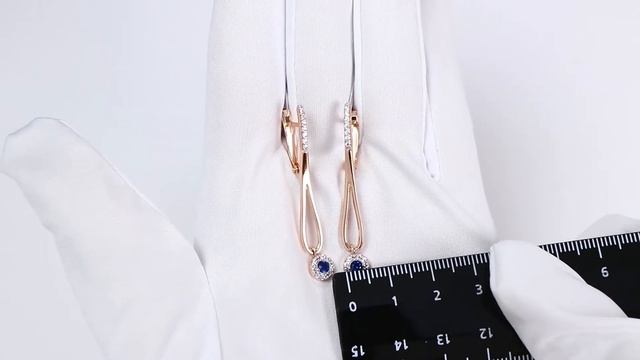 Серьги из золочёного серебра Аквамарин с фианитом и гидротермальным сапфиром А48501АБ-п смотреть онлайн