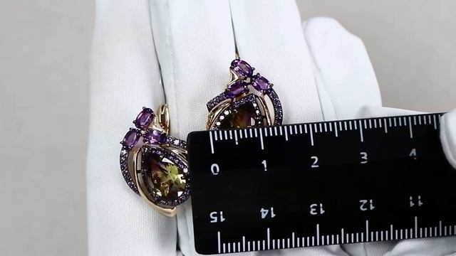 Золотые серьги Александра с фианитом, аметистом, миксом камней и аметрином кл3544а-49ск-си смотреть онлайн