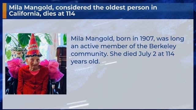 Mila Mangold, considered the oldest person in California, dies at 114 смотреть онлайн