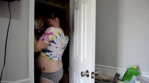 Big pregnant belly stuffing