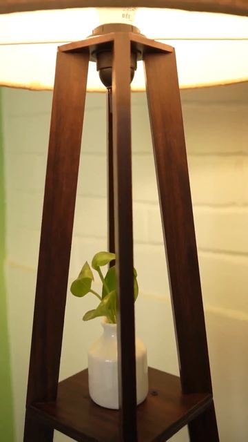 New Crosscut Wooden Floor lamps with 3 decorative shelves- Natural Jute with dark base смотреть онлайн