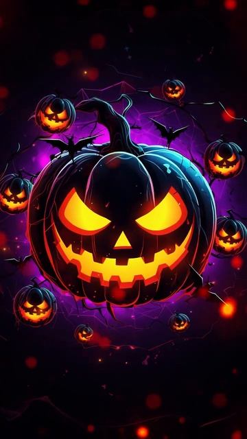 KOH Video Wallpaper AH378 Glowing Neon Halloween Pumpkin смотреть онлайн