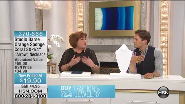 Studio Barse Orange Sponge Coral 'Arrow' Necklace смотреть онлайн