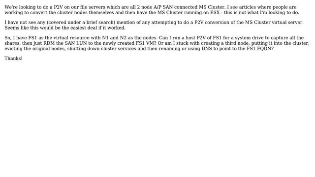 DevOps & SysAdmins: P2V a MS Cluster Resource and not the cluster nodesvmware смотреть онлайн