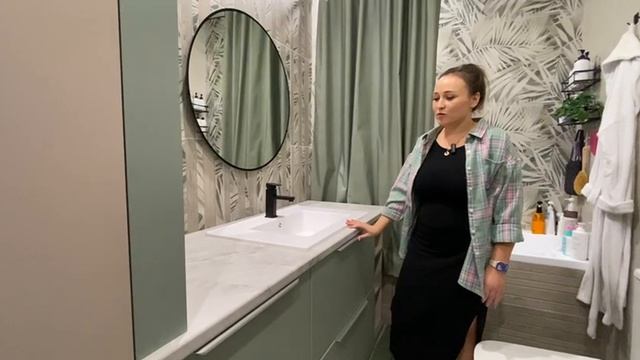 Мебель для ванной на заказ. Готовая работа, видео отзыв от заказчицы. Тумба и шкаф.