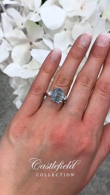 Antique Asscher Blue Moissanite Engagement Ring | Castlefield Collection смотреть онлайн