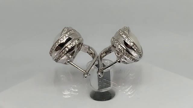 Серьги с натуральным японским белым жемчугом 10 мм и фианитами смотреть онлайн