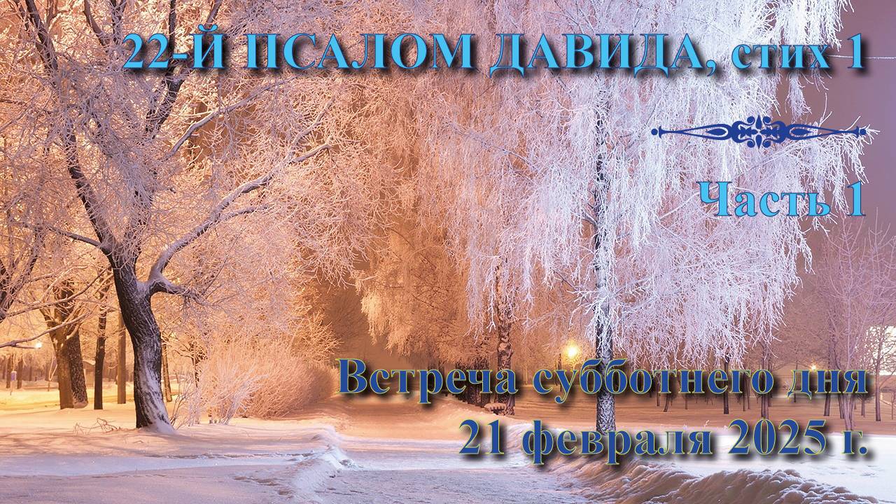 21.02.2025. Встреча субботы: пастор Владимир Вачев. Встреча 1. 22-й псалом Давида, стих 1. смотреть онлайн