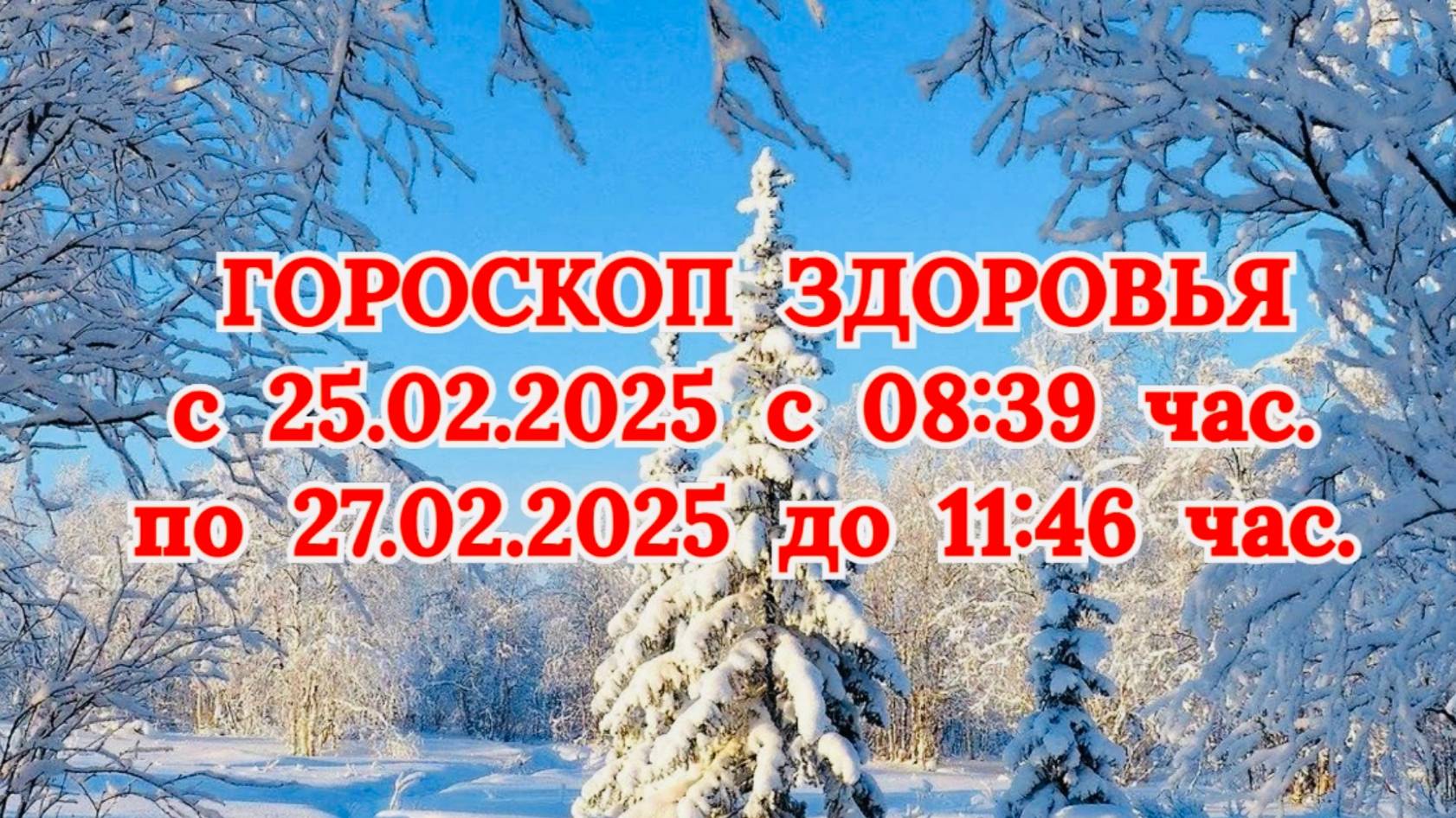 "ГОРОСКОП ЗДОРОВЬЯ с 25.02.2025 по 27.02.2025!!!" смотреть онлайн