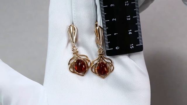 Серьги из золочёного серебра Янтарная волна с янтарём Я821176п-к смотреть онлайн