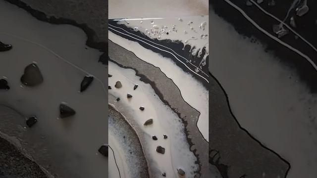 Obsidian & Selenite & Quartz Geode Style Abstract Wall Art