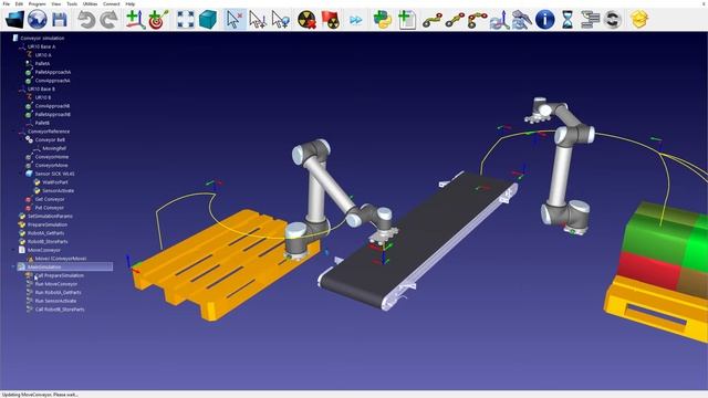 Conveyor Pallet And Sensor Simulation - RoboDK
