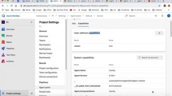 Agent capabilities and demands in Azure devops