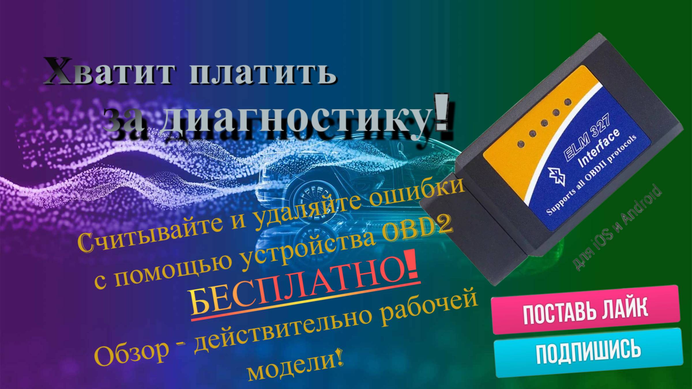Обзор OBD2 Диагностического автосканер ELM327 + программа которая точно работает.