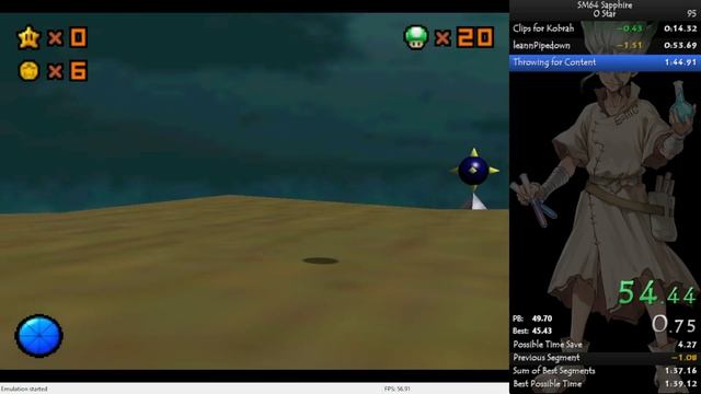 SM64 Sapphire  - 0 Star - 1:39.77, 9-30-2023