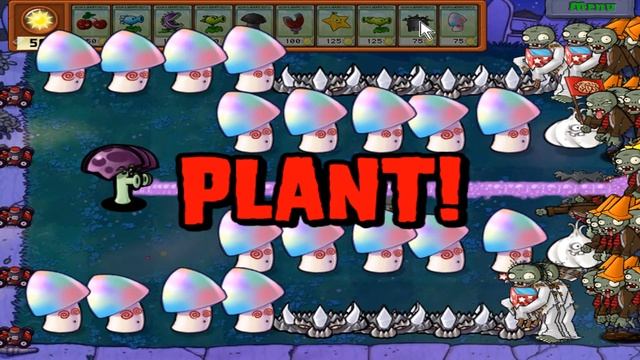99 Scaredy Shroom vs 99 Hypno Shroom vs Gargantuar - Plants vs Zombies Hack смотреть онлайн