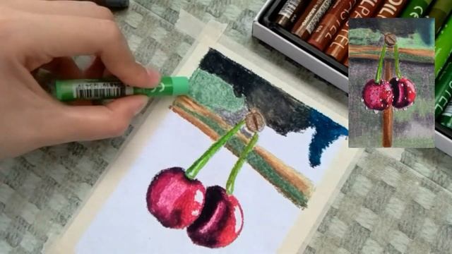 CHERRIES | Oil Pastel Drawing | Mungyo Oil Pastel смотреть онлайн
