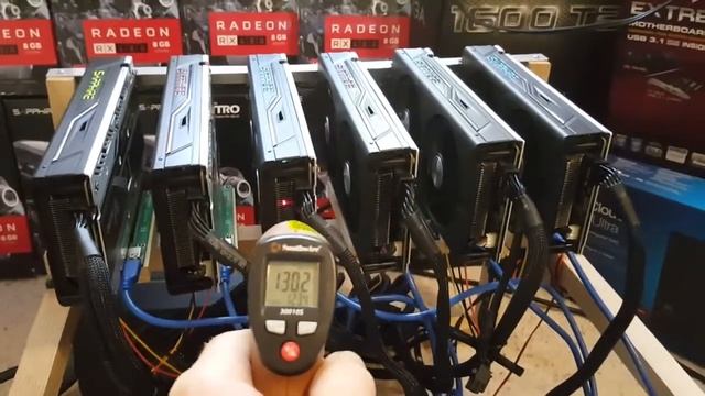 Temperature Reading from 6 Sapphire RX 480 8GB Graphics Card Mining Ethereum смотреть онлайн